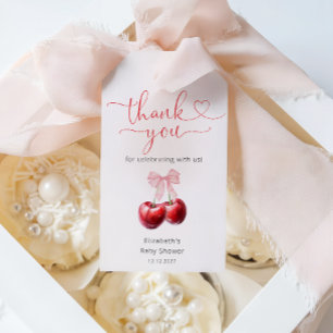 Cherry On Top Bow Coquette Baby Shower Thank You Gift Tags