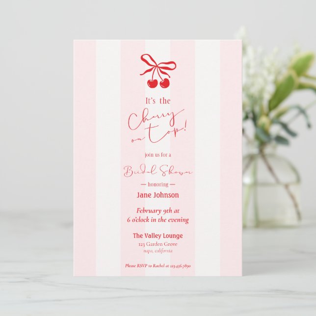 Cherry On Top Bridal Shower Invitation (Standing Front)