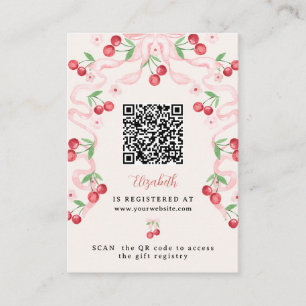 Cherry on Top   Bridal Shower Registry QR Code Enclosure Card