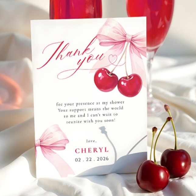 Cherry on Top Bridal Shower Thank You Card (Creator Uploaded)