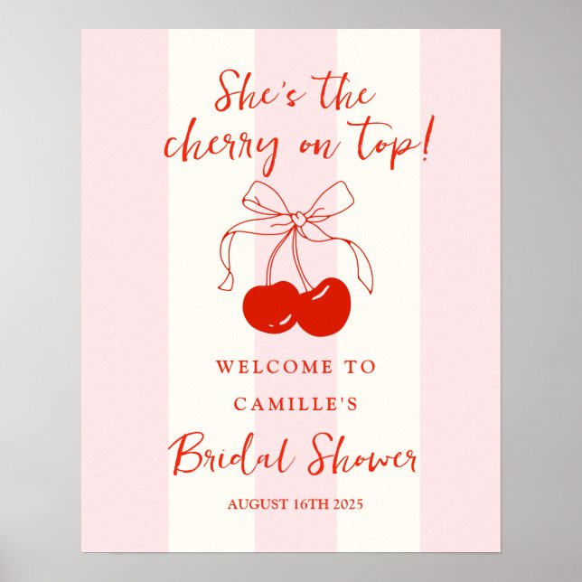 Cherry on Top Bridal Shower Welcome Sign Poster (Front)