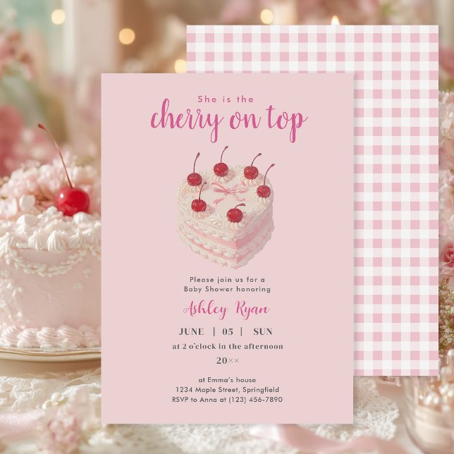 Cherry on Top Cake Baby Shower invitation (Creator Uploaded)
