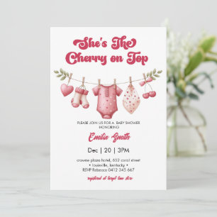 Cherry on Top clothesline Baby Shower Invitation