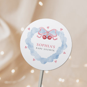 Cherry On Top Coquette Baby Girl Shower Classic Round Sticker