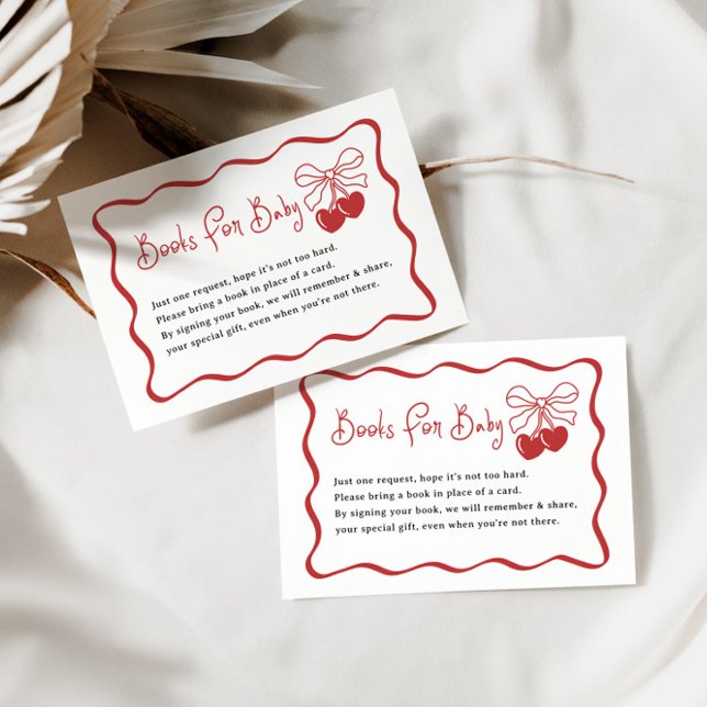 Cherry On Top Coquette Baby Shower Books for Baby Enclosure Card (Creator Uploaded)