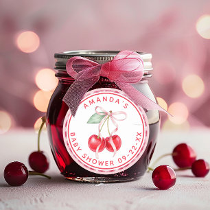 Cherry on Top Coquette Baby Shower  Classic Round Sticker