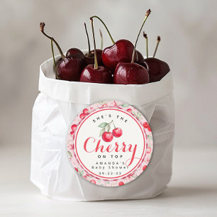 Cherry on Top Coquette Baby Shower Favor Sticker