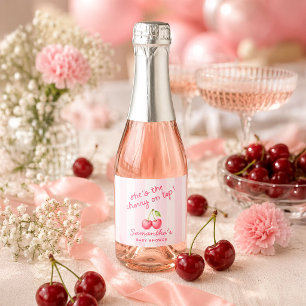 Cherry On Top Coquette Baby Shower Sparkling Wine Label