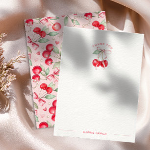 Cherry on Top Coquette Baby Shower Thank You Card