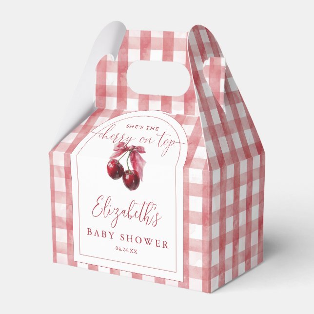 Cherry On Top Coquette Bow Baby Shower Favour Box (Front Side)