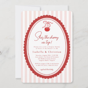 Cherry on Top Coquette Bow Photo Couples Shower Invitation