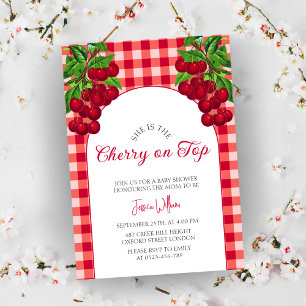 Cherry on top Fall Gingham Plaid Baby Shower  Invitation