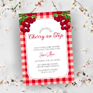 Cherry on top Fall Gingham Plaid Baby Shower  Invitation