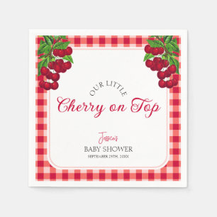 Cherry on top Fall Gingham Plaid Baby Shower  Napkin