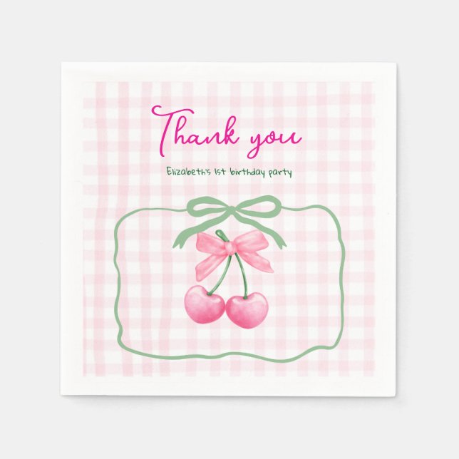 Cherry On Top First Birthday  Napkin (Front)