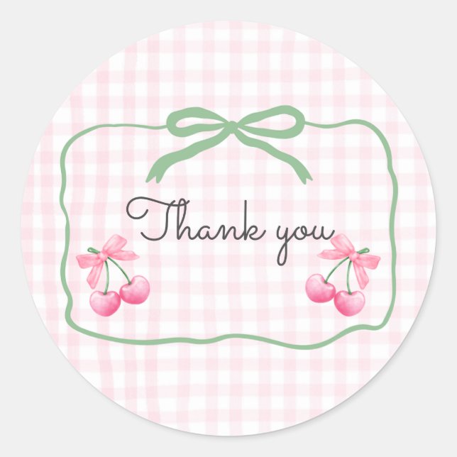 Cherry On Top First Birthday Round Sticker (Front)