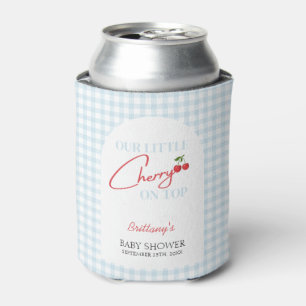 Cherry on Top Gingham Chequered Baby Shower  Can Cooler