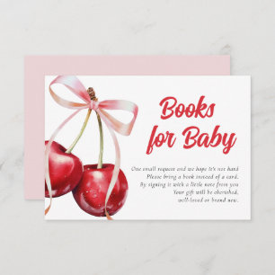 Cherry on Top Girl Baby Shower Books for Baby Enclosure Card