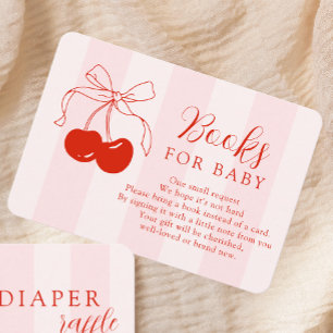 Cherry on Top Girl Baby Shower Books for Baby Enclosure Card