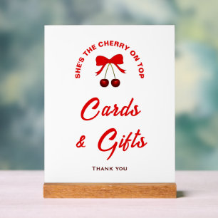 Cherry On Top Girl Baby Shower Cards & Gifts Sign