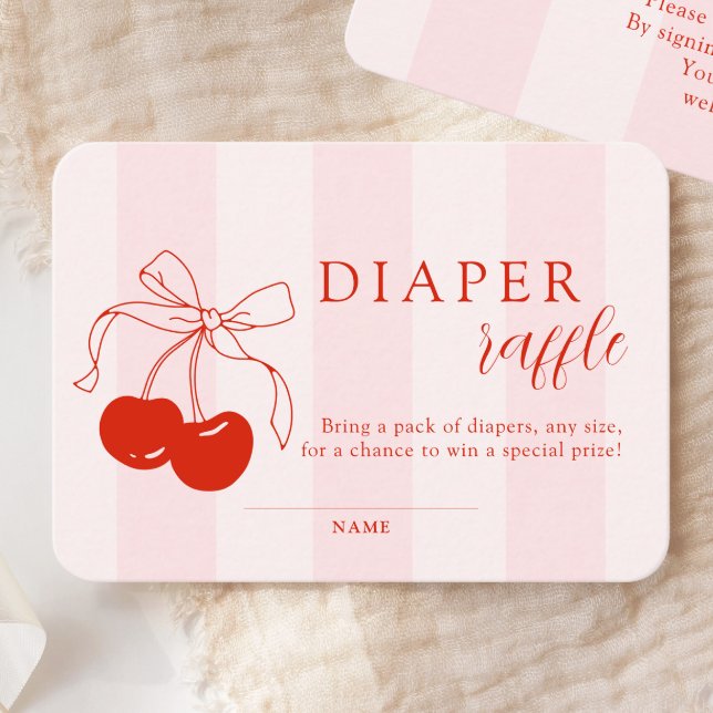 Cherry on Top Girl Baby Shower Diaper Raffle Enclosure Card (Creator Uploaded)