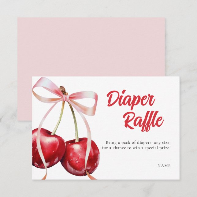 Cherry on Top Girl Baby Shower Diaper Raffle Enclosure Card (Front/Back)