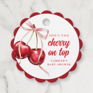 Cherry on Top Girl Baby Shower Favour Tags