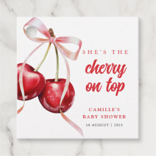Cherry on Top Girl Baby Shower Favour Tags