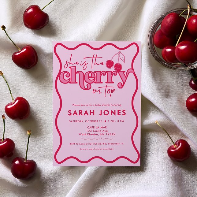 Cherry on Top Girl Baby Shower Invitation (Creator Uploaded)