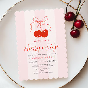 Cherry on Top Girl Baby Shower Invitation