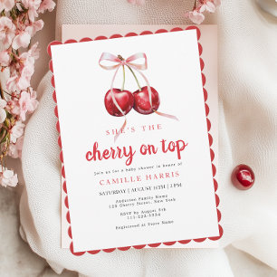 Cherry on Top Girl Baby Shower Invitation