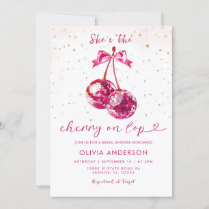 Cherry On Top Glitter Bridal Shower Invitation