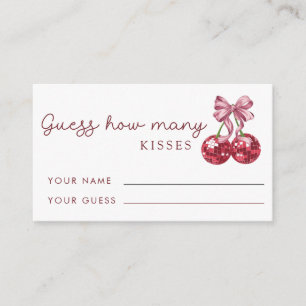 Cherry On Top  Guess How Many Kisses Bridal Game  Enclosure Card