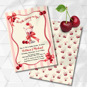 Cherry on top Ice cream Sundae Baby Shower Invitation