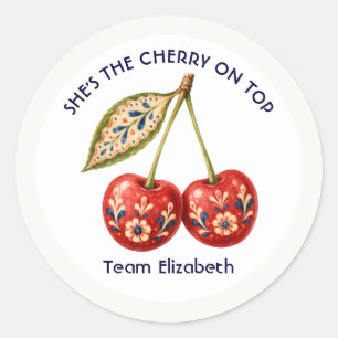 Cherry on Top Italian Ceramic Bachelorette Classic Round Sticker