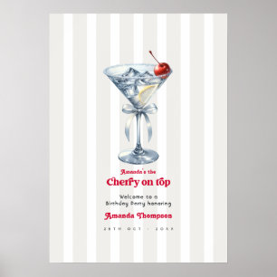Cherry on Top Martini Birthday Party Welcome Poster