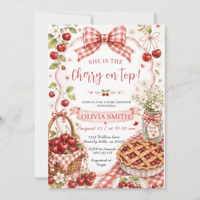 Cherry on Top Pie Baby Shower Invitation (Front)