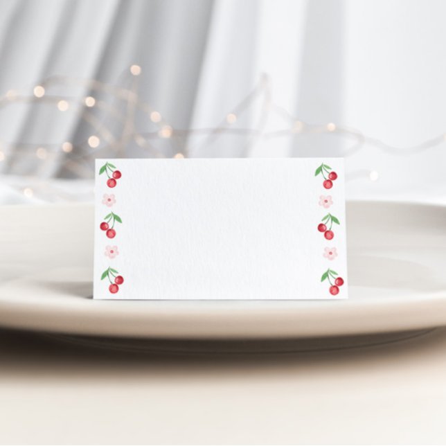 Cherry on top Pink Baby Shower food Place Card (Creator Uploaded)