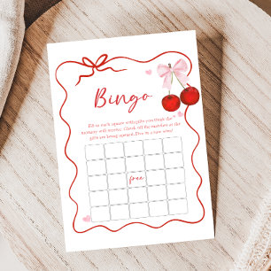 Cherry on Top Pink Bow Baby Shower Bingo Game