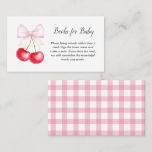 Cherry On Top Pink Bow Baby Shower Books For Baby Enclosure Card