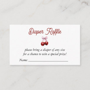 Cherry On Top Pink Bow Baby Shower Diaper Raffle Enclosure Card