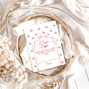 Cherry on Top Pink Bow Baby Shower Diaper Raffle Enclosure Card