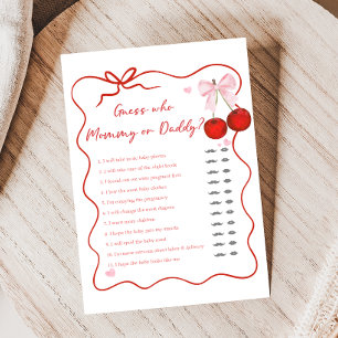 Cherry on Top Pink Bow Baby Shower Guess Who Game