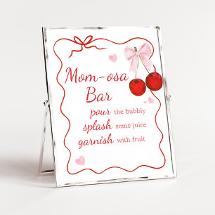 Cherry on Top Pink Bow Baby Shower Mum Osa Bar Poster