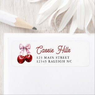 Cherry On Top Pink Bow Baby Shower Return Address