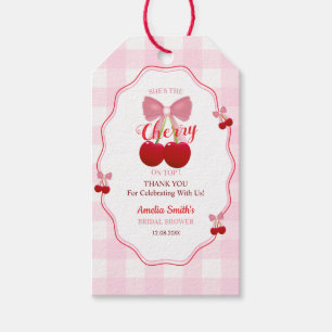 Cherry On Top Pink Bow Bridal Shower Thank You  Gift Tags