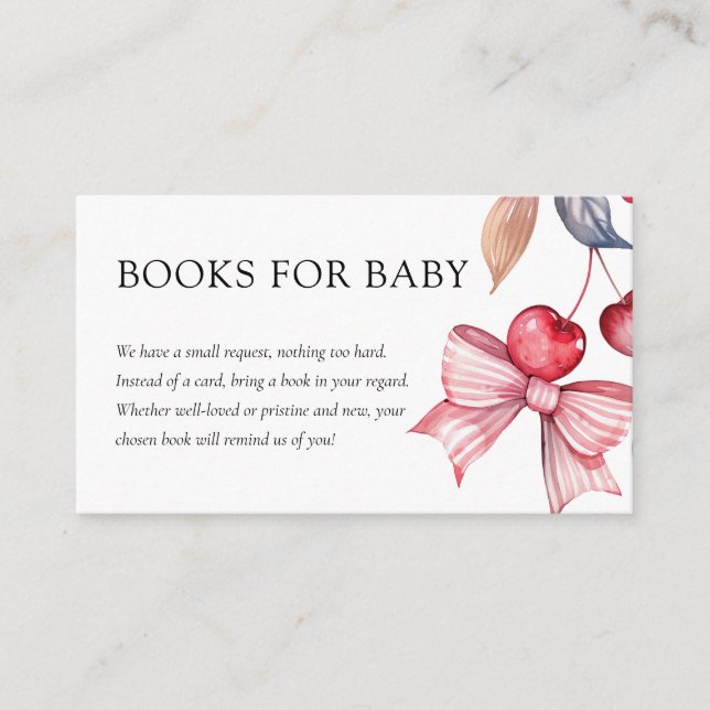 Cherry on Top Pink Bow Coquette Baby Shower Enclosure Card (Front)