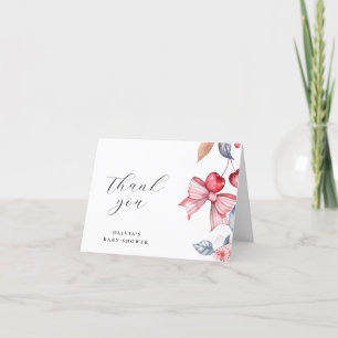 Cherry on Top Pink Bow Coquette Baby Shower Thank You Card