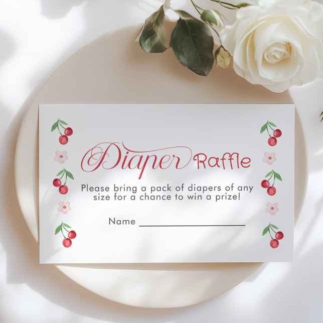 Cherry on top Pink Bow Diaper raffle ticket Enclosure Card (Creator Uploaded)