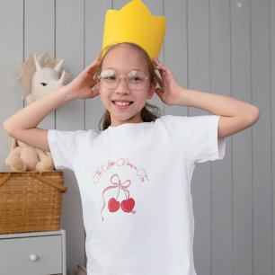 Cherry on Top Pink Bow Kid's Birthday T-shirt